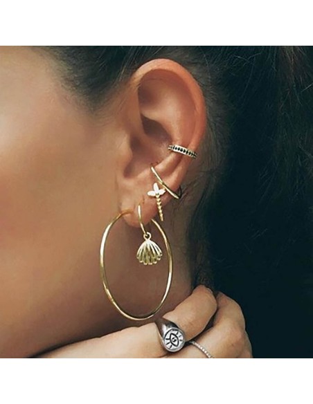 Kuyumcudukkani Kalp Şekilli SarıTrend"Ear Cuff"Küpe-31124-W