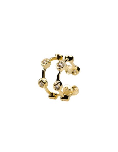 Kuyumcudukkani Çift Sıra Taşlı Trend"Ear Cuff"Küpe-31122-G-W