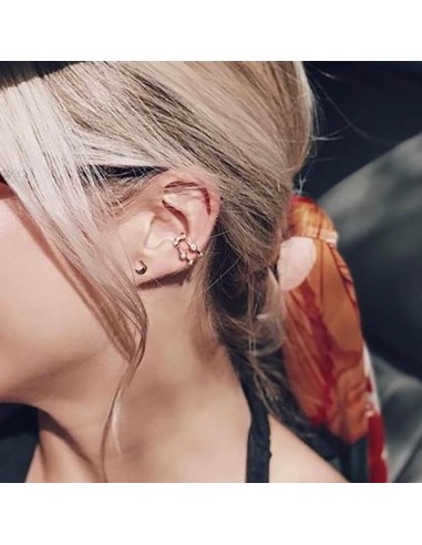 Kuyumcudukkani Çift Sıra Taşlı Trend"Ear Cuff"Küpe-31122-G-W