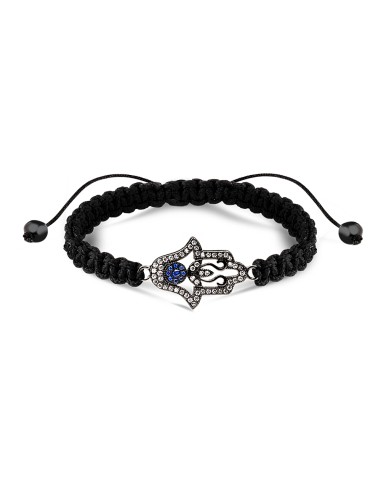 Kuyumcudukkani "Hamsa"Makrome İpli Bileklik- 40054-B-W-BLK