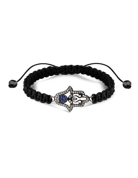 Kuyumcudukkani "Hamsa"Makrome İpli Bileklik- 40054-B-W-BLK