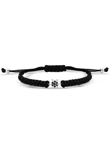 Kuyumcudukkani "Siyah Taşlı"Makrome İpli Bileklik- 40013-W-BLK