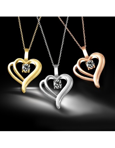 Kuyumcudukkani Zirconia"Çift Kalp"Kolye - 32107-W-W