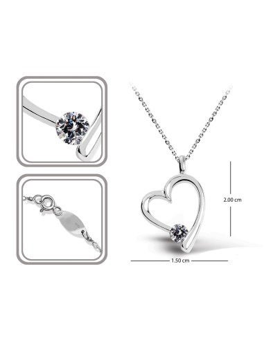 Kuyumcudukkani 6mm Zirconia Taşlı"Kalp"Kolye - 32112-6MM-W