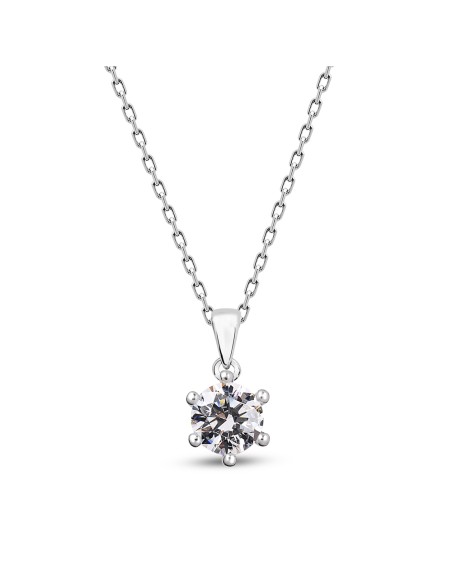 Kuyumcudukkani 4mm Zirconia Taşlı"Tektaş"Kolye - 32114-W-W