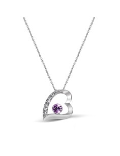 Avusturya Crystal Stone Stone-set Yedi Stone-set Heart Necklace 32033-W-AME