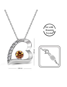 Avusturya Crystal Stone Stone-set Yedi Stone-set Heart Necklace 32033-W-TPZ