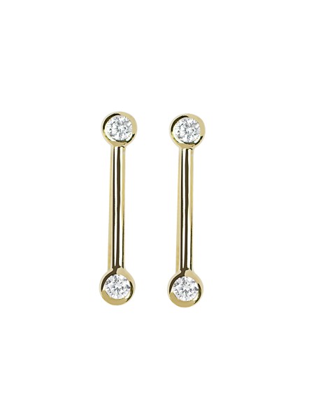 Kuyumcudukkani Trend İki Taşlı Ear Cuff Küpe-31126-G-W