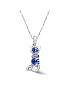 Kuyumcudukkani Avusturya Kristal Taşı Taşlı"Kedi"Kolye- 32034-W-BLU