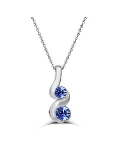 Avusturya Crystal Stone Stone-set Double Round Necklace 32035-W-BLU