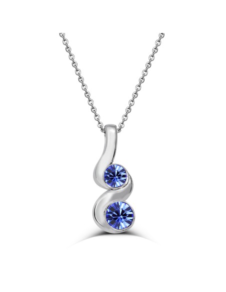Kuyumcudukkani Avusturya Kristal Taşı Taşlı"Double Round"Kolye - 32035-W-BLU