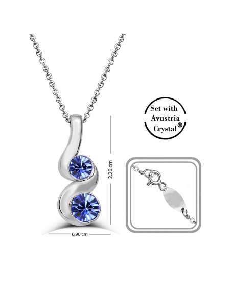Kuyumcudukkani Avusturya Kristal Taşı Taşlı"Double Round"Kolye - 32035-W-BLU