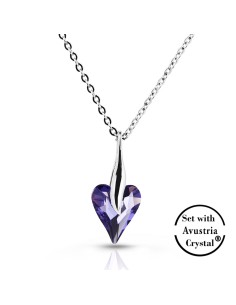 Avusturya Crystal Stone Stone-set 3D Cut Necklace 32053-W-PUR