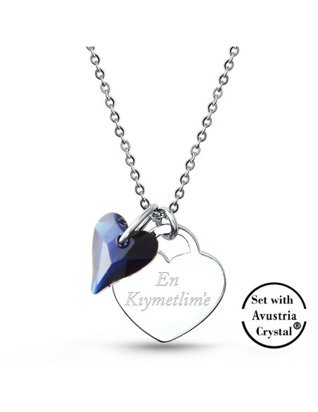 Kuyumcudukkani "MESAJ"Yazılı Kolye - 32054-W-BLU