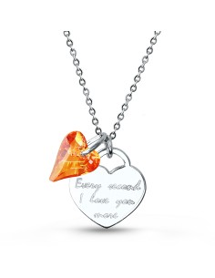 Avusturya Crystal Stone İngilizce Motivation Engraved Necklace 32055-W-ORA