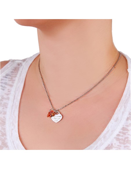 Kuyumcudukkani Avusturya Kristal Taşı İngilizce"Motivation"Yazılı Kolye - 32055-W-ORA