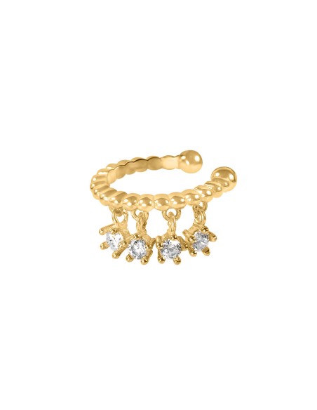 Kuyumcudukkani Yeni Trend 4 Zirkon Taşlı Noktalı Model Ear Cuff Küpe-31138-G-W