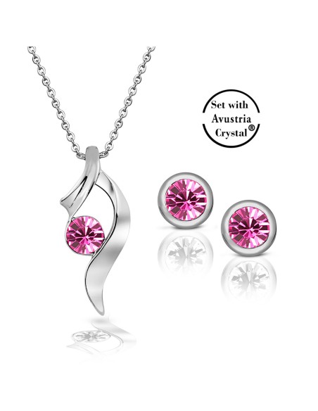 Kuyumcudukkani Avusturya Kristal Taşı Taşlı"Summer Bliss ve Tektaş Küpe" Seti- 32026-W-P