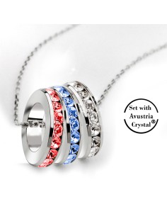 Kuyumcudukkani Rainbow Renkli Avusturya Kristal Taşı"3 Halka"Kolye- 32078-P-W-BWR