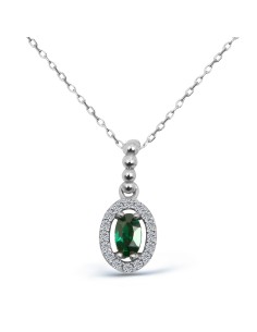 Kuyumcudukkani"Oval Safir RenkTaşlı"Küpe ve Kolye Seti- 24127-W-GRN 2