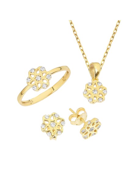 Kuyumcudükkani Zirkon Taşlı 3lü Mini Set -24054-G-W