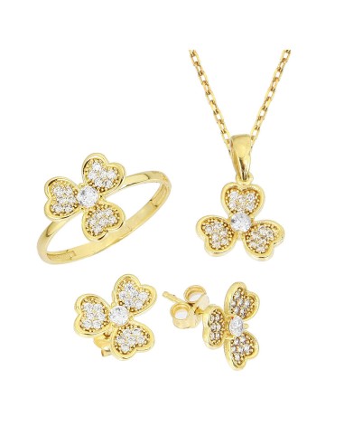 Kuyumcudükkani Zirkon Taşlı 3lü Mini Set -24058-G-W