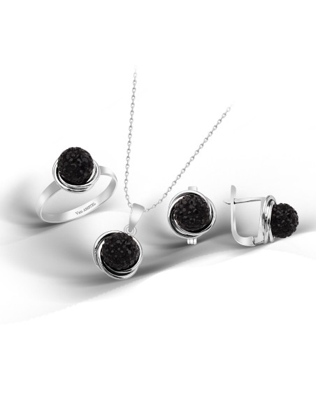 Kuyumcudükkani Avusturya"Crystal"Taşlı Mini Set -24089-W-BLK