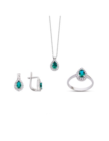 Kuyumcudukkani Zümrüt Renk Taşlı Mini Set-24070-W-GRN
