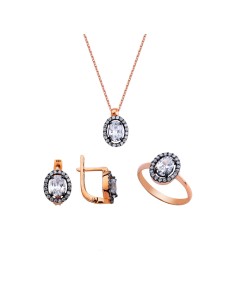 Kuyumcudukkani Oval Orta Taşlı Eskitme Mini Set -24072-R-W