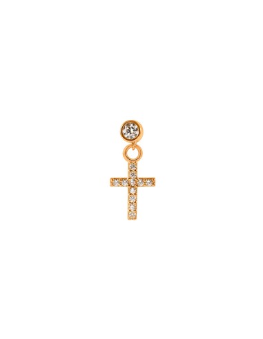 Kuyumcudukkani Tektaş Vidalı"Haç Sallantılı" Küpe-31216-R-W