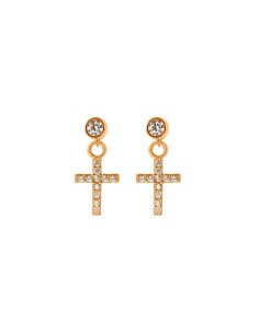 Kuyumcudukkani Tektaş Vidalı"Haç Sallantılı" Küpe-31216-R-W 2
