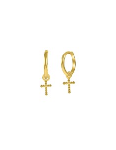 Kuyumcudukkani Minik Halkalı"Mini Haç" Küpe-31223-G 2