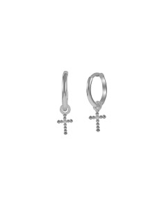 Kuyumcudukkani Minik Halkalı"Mini Haç" Küpe-31223-W 2