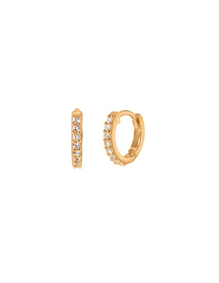 Kuyumcudukkani 8mm"Beyaz Taşlı Halka"Küpe-31248-R-W