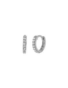 Kuyumcudukkani 8mm"Beyaz Taşlı Halka"Küpe-31248-W-W