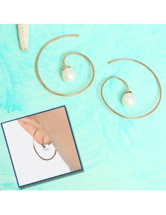 Kuyumcudukkani Elişi İle Yapılmış Beyaz İncili Yeni Trend Küpe-30088-R-P 2