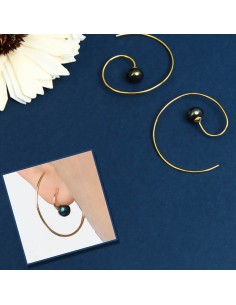 Kuyumcudukkani Elişi İle Yapılmış Siyah İncili Yeni Trend Küpe-30088-G-BLK 2