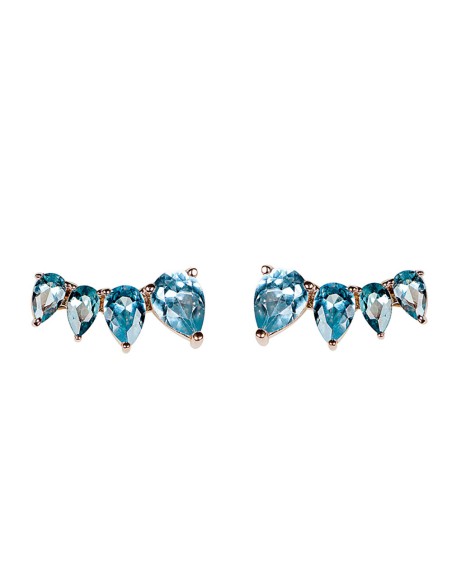 Kuyumcudukkani Topaz Mavisi Damla Taşlı Trend Küpe-30100-R-BLU