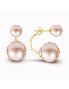Kuyumcudukkani Pembe Çift İncili Trend Küpe-Gold Renk-30012-G-P 2