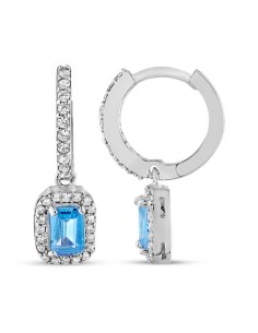 Kuyumcudukkani Topaz Renk Baget Sallantılı Halka Küpe-31262-W-BLU