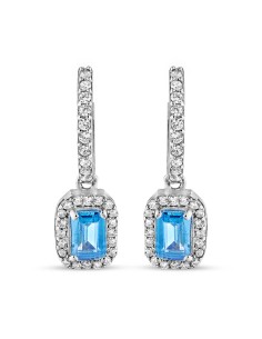 Kuyumcudukkani Topaz Renk Baget Sallantılı Halka Küpe-31262-W-BLU 2