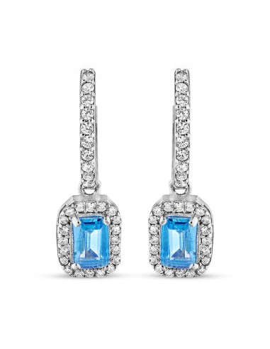 Kuyumcudukkani Topaz Renk Baget Sallantılı Halka Küpe-31262-W-BLU
