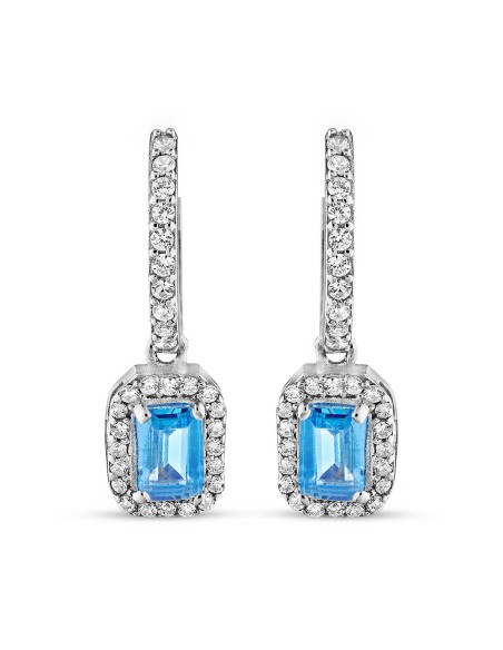 Kuyumcudukkani Topaz Renk Baget Sallantılı Halka Küpe-31262-W-BLU
